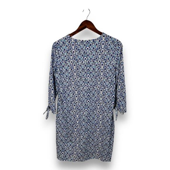 Stella Parker Dress Blue Tropical Print 3/4 Sleeve Resort Beach Vacation Small - Picture 4 of 9